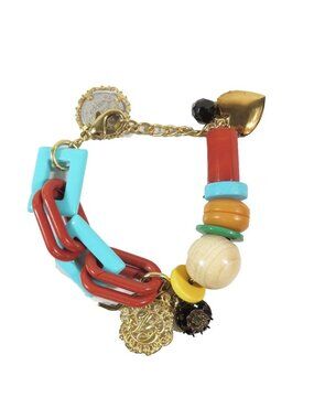 Dolce & Gabbana Bracelet Bangle Heart Plastic Chain Bijou Wood